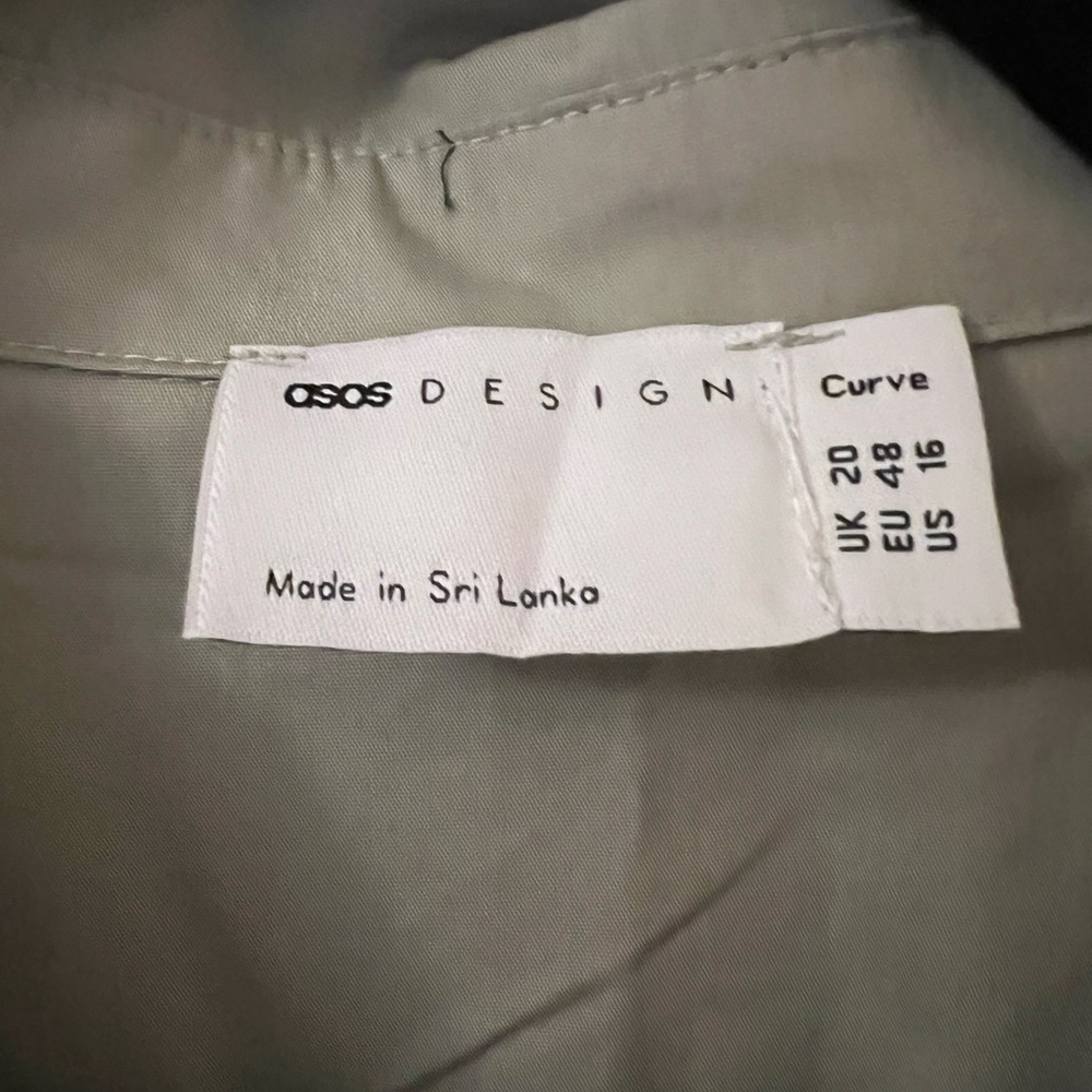 ASOS Curve Sage Green Button-Front Midi Dress - Picture 3 of 4